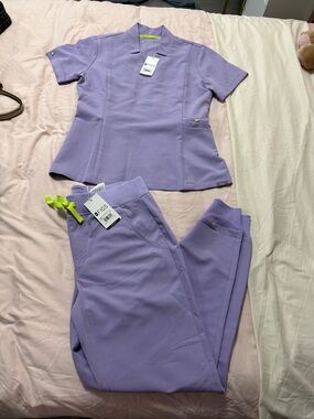FIGS Lavender Scrub Top and Jogger Set